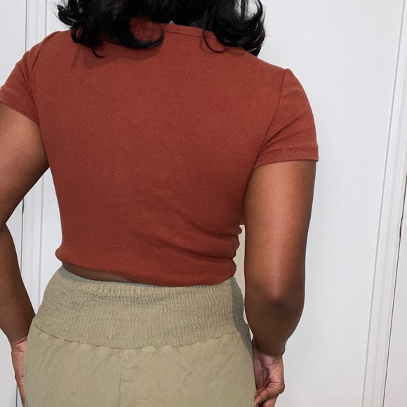 Rust Button-Up Ribbed Top - Picture 2 of 2